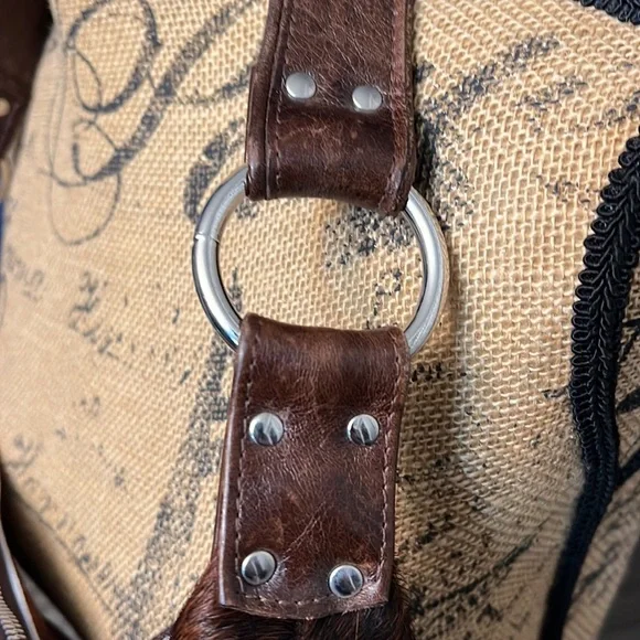 MAYA MOON OREGON DESIGN FUR & LEATHER CRESENT  HANDBAG - Picture 5 of 17